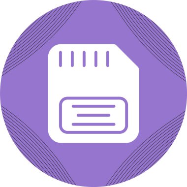 Bellek Kart Simgesi Vektörü, Katı İllüstrasyon, Beyaz Üzerine Resimli Grafik