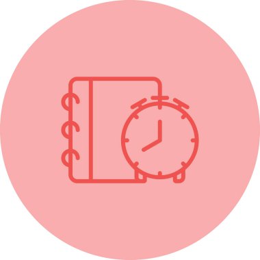 Alarmlı saat web simgesine sahip not defteri basit illüstrasyon