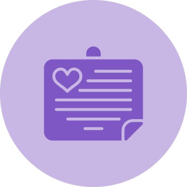  Aşk Notu Web simgesi vektör illüstrasyonu