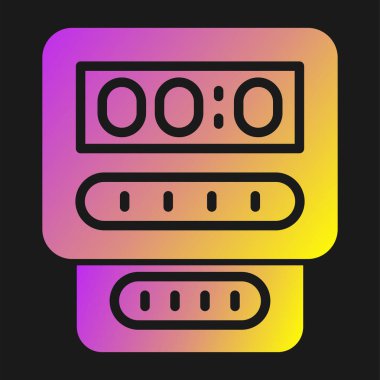 Elektrik sayacı, elektrik sayacı, elektrik sayacı, elektrik sayacı. Elektrik, su ve gaz tüketimini ölçmek için tezgah kutusu. Enerji kontrolü ve ekonomisi için bir makine. Vektör.