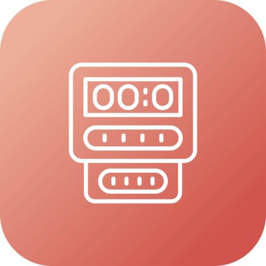 Elektrik sayacı, elektrik sayacı, elektrik sayacı, elektrik sayacı. Elektrik, su ve gaz tüketimini ölçmek için tezgah kutusu. Enerji kontrolü ve ekonomisi için bir makine. Vektör.