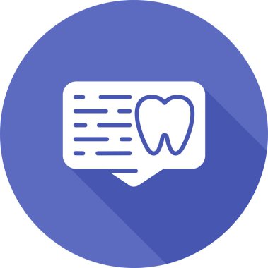 Dişli konuşma balonu, beyaz arkaplanda diş sağlığı simgesi 