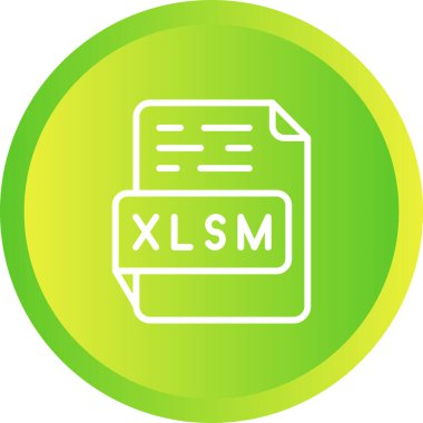 Logonun modern tasarımı XLSM dosya simgesi, vektör illüstrasyonu 