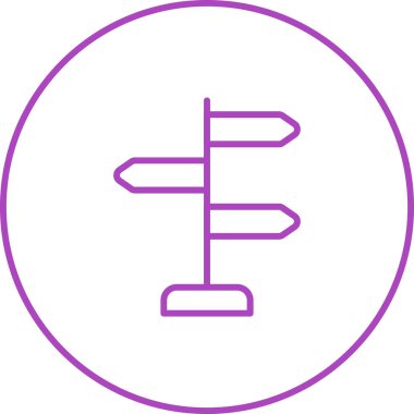 Turist rotası illüstrasyonunda ahşap tabela 