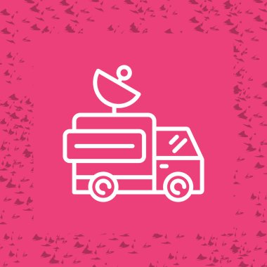 Pembe arkaplanda uydu kamyon simgesi