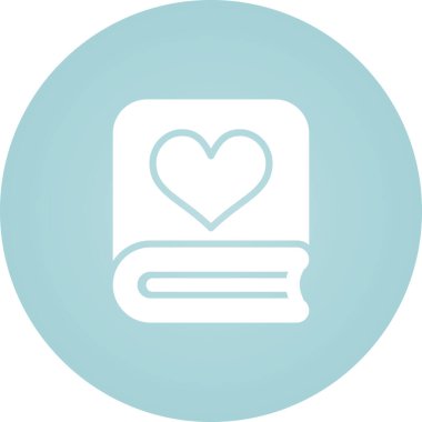 Romantik şiir kitabı ikonu, vektör illüstrasyonu  