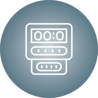 Elektrik sayacı, elektrik sayacı, elektrik sayacı, elektrik sayacı. Elektrik, su ve gaz tüketimini ölçmek için tezgah kutusu. Enerji kontrolü ve ekonomisi için bir makine. Vektör.