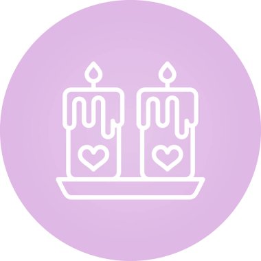 Aşk mumları simgesi, vektör illüstrasyonu