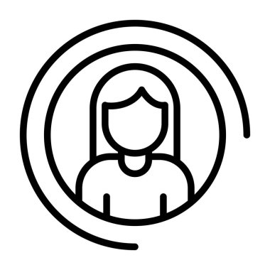 Kadın kullanıcı. Web simgesi basit illüstrasyon