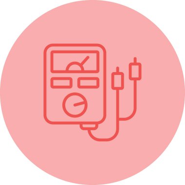 Analog çoklu metre çizgi simgesi, test edici, ölçüm aracı beyaz arkaplanda izole edilmiş basit bir şekilde. Akım, direnç, voltaj ölçümü. Beyaz üzerine izole edilmiş basit biçimdeki vektör işareti