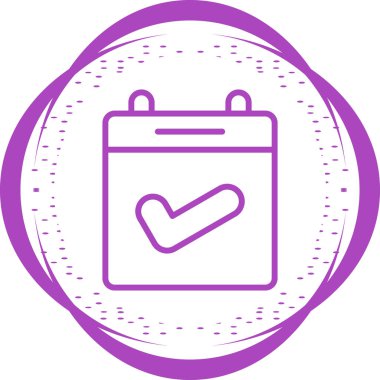 Takvim ve çek işareti. Web simgesi basit illüstrasyon