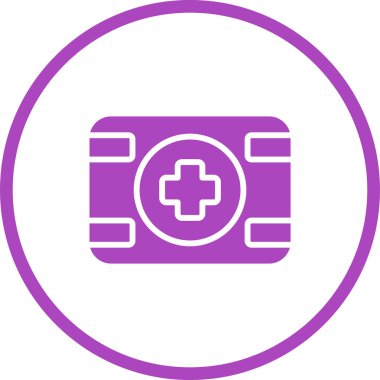 Tıbbi haç simgesine sahip paket, vektör illüstrasyonu 