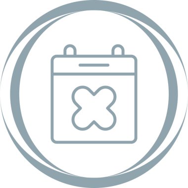  Takvim ve X işareti. Web simgesi vektör illüstrasyonu