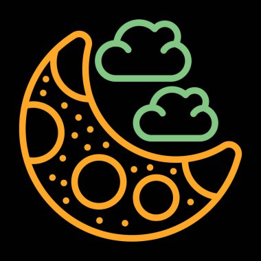 Ay ve bulutların vektör illüstrasyonu web simgesi