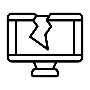 Kırık bilgisayar monitörü simgesinin vektör çizimi