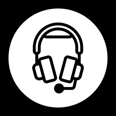 Mikrofon web simgesi, vektör illüstrasyonlu kulaklıklar