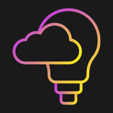 Bulut simgesi olan ampulün vektör illüstrasyonu, fikir sembolü