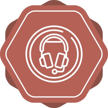 Mikrofon web simgesi, vektör illüstrasyonlu kulaklıklar