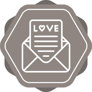Romantik aşk mektubu simgesi, vektör illüstrasyonu 
