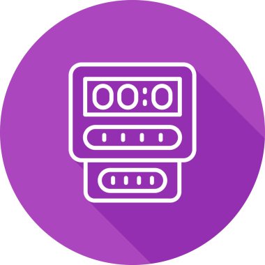 Elektrik sayacı, elektrik sayacı, elektrik sayacı, elektrik sayacı. Elektrik, su ve gaz tüketimini ölçmek için tezgah kutusu. Enerji kontrolü ve ekonomisi için bir makine. Vektör.