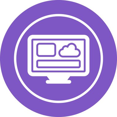 Masaüstü bilgisayar simgesi, vektör illüstrasyonu basit tasarım