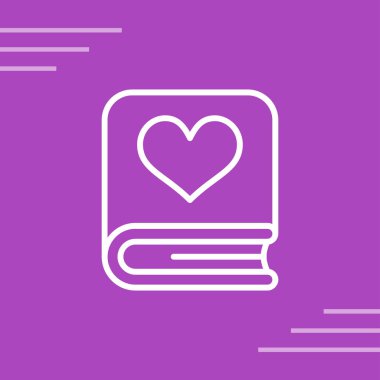 Romantik şiir kitabı ikonu, vektör illüstrasyonu  