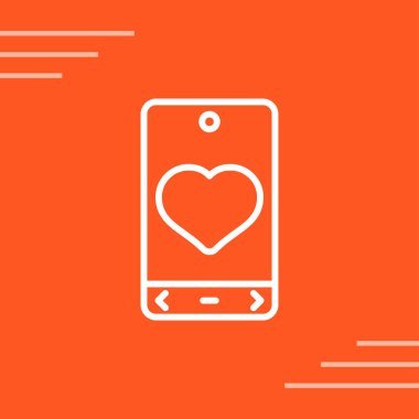 Telefon ekranı vektör resimlemesindeki kalp simgesi