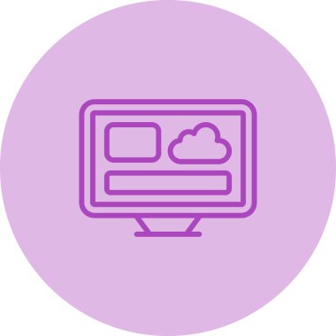 Masaüstü bilgisayar simgesi, vektör illüstrasyonu basit tasarım