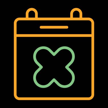  Takvim ve X işareti. Web simgesi vektör illüstrasyonu