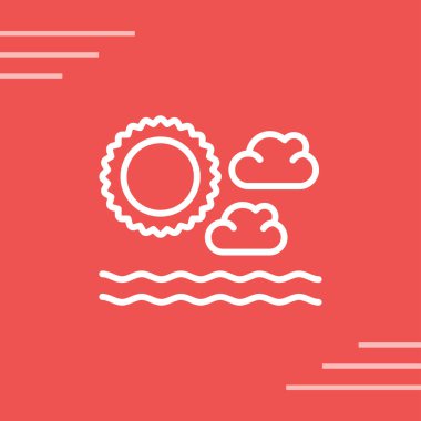 Bulutlu güneş, web simgesi, basit tasarım 