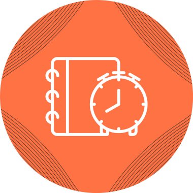 Alarmlı saat web simgesine sahip not defteri basit illüstrasyon