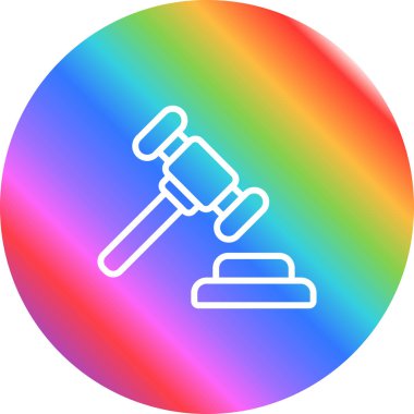 Law gavel simgesi, vektör illüstrasyonu 