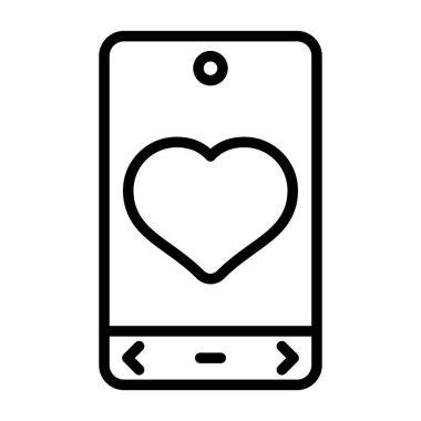Telefon ekranı vektör resimlemesindeki kalp simgesi