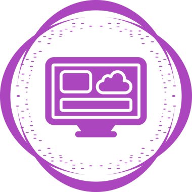 Masaüstü bilgisayar simgesi, vektör illüstrasyonu basit tasarım