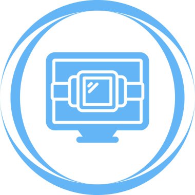 Masaüstü bilgisayar simgesi, vektör illüstrasyonu basit tasarım