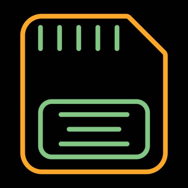 Bellek Kart Simgesi Vektörü, Katı İllüstrasyon, Beyaz Üzerine Resimli Grafik