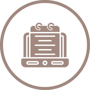 Not defteri web simgesine sahip dizüstü bilgisayar, basit illüstrasyon