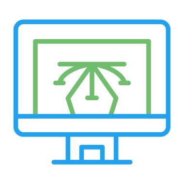 Bilgisayar ekranında vektör tasarımı simgesi, vektör illüstrasyonu