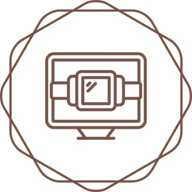 Masaüstü bilgisayar simgesi, vektör illüstrasyonu basit tasarım