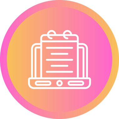 Not defteri web simgesine sahip dizüstü bilgisayar, basit illüstrasyon