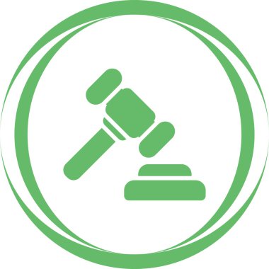 Law gavel simgesi, vektör illüstrasyonu 