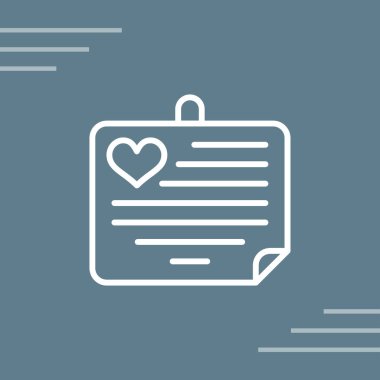  Aşk Notu Web simgesi vektör illüstrasyonu