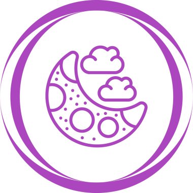 Ay ve bulutların vektör illüstrasyonu web simgesi