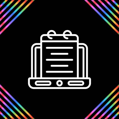 Not defteri web simgesine sahip dizüstü bilgisayar, basit illüstrasyon