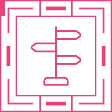 Turist rotası illüstrasyonunda ahşap tabela 