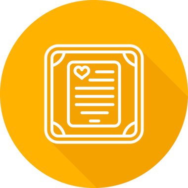 Beyaz arkaplanda izole edilmiş bir çerçeve simgesindeki aşk şiiri 