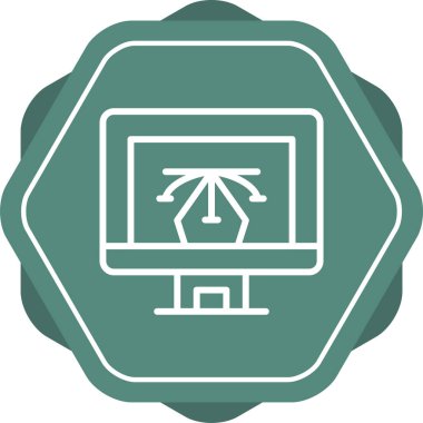 Bilgisayar ekranında vektör tasarımı simgesi, vektör illüstrasyonu