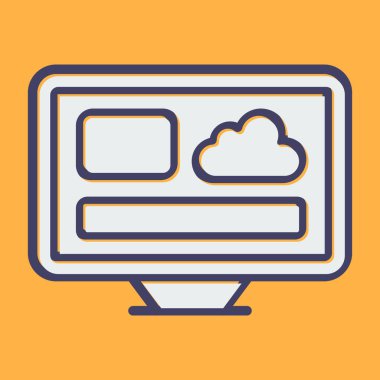 Masaüstü bilgisayar simgesi, vektör illüstrasyonu basit tasarım