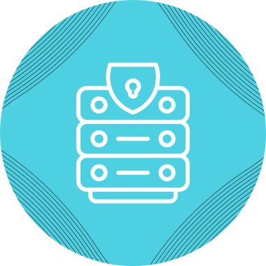 Modern Veri Merkezi Güvenlik simgesinin vektör çizimi     