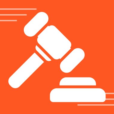 Law gavel simgesi, vektör illüstrasyonu 